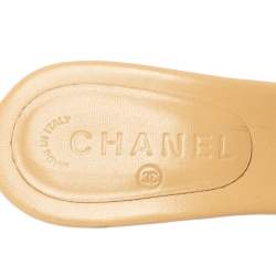 Pre Owned Chanel Black Pleated Leather Slide Sandals Size 41.5