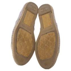 Pre Owned Chanel Purple/Off-White Fabric CC Cap Toe Espadrille Flats Size 38