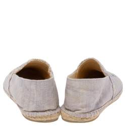 Pre Owned Chanel Purple/Off-White Fabric CC Cap Toe Espadrille Flats Size 38
