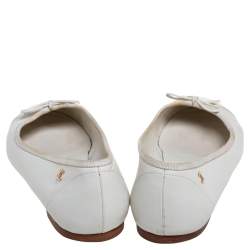 Pre Owned Chanel Grey/Yellow Patent And Leather Cap Toe Bow Ballet Flats Size 37