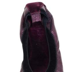 Chanel Black/Purple Velvet and Leather Scrunch CC Cap Toe Ballet Flats Size 34.5