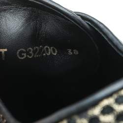 Pre Owned حذاء رياضي شانيل غطاء مقدمة سي سي جلد وشبكة ذهبي/أسود عنق منخفض مقاس 38