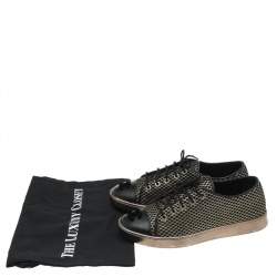 Pre Owned حذاء رياضي شانيل غطاء مقدمة سي سي جلد وشبكة ذهبي/أسود عنق منخفض مقاس 38