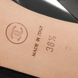 Pre Owned Chanel Black Patent Leather Slingback Platform Sandals Size 38.5