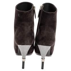 Chanel Tricolor Suede And Satin CC Cap Toe Ankle Boots Size 38.5