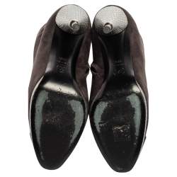 Chanel Tricolor Suede And Satin CC Cap Toe Ankle Boots Size 38.5