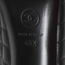 Chanel Black Quilted and Leather CC Cap-Toe Knee Length Boots Size 40.5