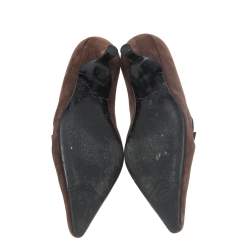 Pre Owned Chanel Brown Suede And Leather Pumps Size 40