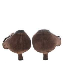 Pre Owned Chanel Brown Suede And Leather Pumps Size 40