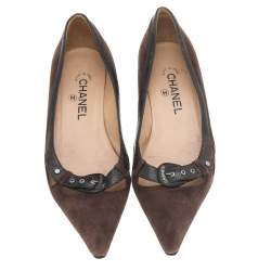 Pre Owned Chanel Brown Suede And Leather Pumps Size 40