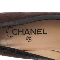 Pre Owned Chanel Brown Suede And Leather Pumps Size 40