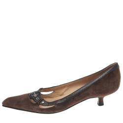 Pre Owned Chanel Brown Suede And Leather Pumps Size 40