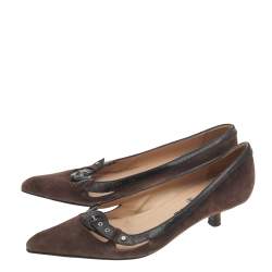 Pre Owned Chanel Brown Suede And Leather Pumps Size 40
