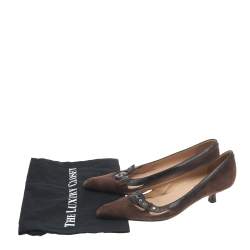 Pre Owned Chanel Brown Suede And Leather Pumps Size 40