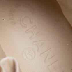 Pre Owned Chanel Grey/White Suede Canvas CC Double Zip High Top Sneakers Size 39.5