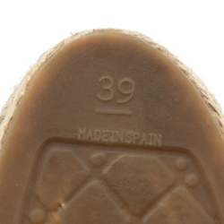 Pre Owned Chanel Navy Blue Velvet CC Cap Toe Espadrille Flats Size 39