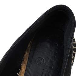 Pre Owned Chanel Black/White Canvas CC Espadrille Flats Size 40