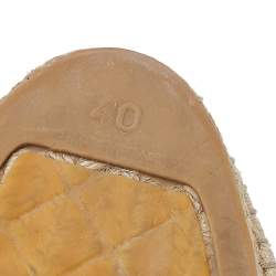 Pre Owned Chanel Black/White Canvas CC Espadrille Flats Size 40