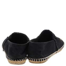 Pre Owned Chanel Black/White Canvas CC Espadrille Flats Size 40