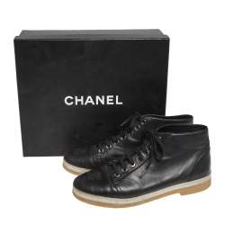 Chanel Black Leather CC  Ankle Boots Size 40