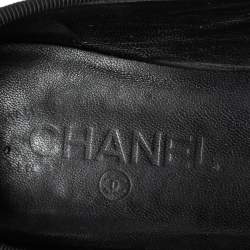 مملوكة مسبقًا Chanel Black Leather And Patent CC Ligne Cambon Ballet Flats Size 40