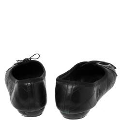 مملوكة مسبقًا Chanel Black Leather And Patent CC Ligne Cambon Ballet Flats Size 40