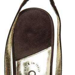 Pre Owned Chanel Brown Satin Slingback Sandals Size 38