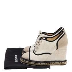 Pre Owned Chanel Multicolor Canvas CC Wedge Sneakers Size 36.5