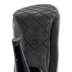 Chanel Black/Off White Patent Leather And Sock Knee Boots Size 39.5