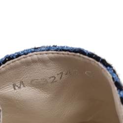 مملوكة مسبقًا حذاء فلات إسبادريل شانيل غطاء مقدمة سي سي جلد وتويد أسود/ أزرق مقاس 37