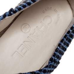 مملوكة مسبقًا حذاء فلات إسبادريل شانيل غطاء مقدمة سي سي جلد وتويد أسود/ أزرق مقاس 37