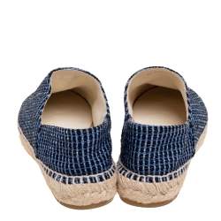 مملوكة مسبقًا حذاء فلات إسبادريل شانيل غطاء مقدمة سي سي جلد وتويد أسود/ أزرق مقاس 37