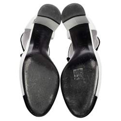 Chanel White/Black Leather and Velvet Cap-Toe Bow Cut-Out Ankle Boots Size 41