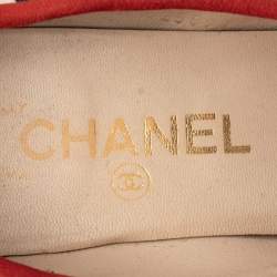 Pre Owned Chanel Multicolor Suede CC Striped Cork Heel Pumps Size 38