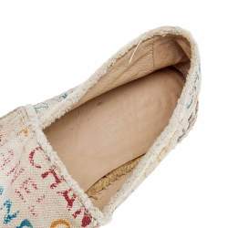 Pre Owned Chanel Multicolor Printed Canvas CC Espadrille Flats Size 39