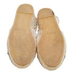 Pre Owned Chanel Multicolor Printed Canvas CC Espadrille Flats Size 39