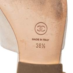 Chanel Grey Suede Ankle Wrap Mule Sandals Size 38.5