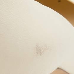 Pre Owned Chanel Cream Leather Camellia Cap Toe Pumps Size 40.5