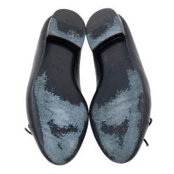 مملوكة مسبقًا Chanel Black Leather CC Cap Toe Bow Ballet Flats Size 39