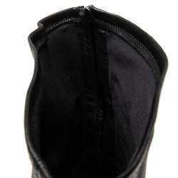 Chanel Black Leather Camellia Wedge Over The Knee Boots Size 38.5