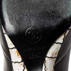 Chanel Black Leather Camellia Wedge Over The Knee Boots Size 38.5