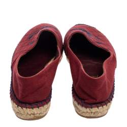 مملوكة مسبقًا Chanel Burgundy Canvas CC Espadrille Flats Size 38
