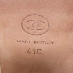 Pre Owned Chanel Gold Leather and PVC Open-Toe Slingback Mules Size 41