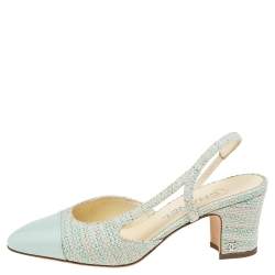 CHANEL, Shoes, Chanel Pumps Heels Shoes Platform Glitter Blue Green 365