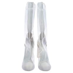 Chanel White PVC And Canvas Midcalf Boots Size 38.5