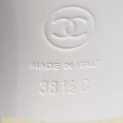 Chanel White PVC And Canvas Midcalf Boots Size 38.5
