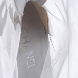 Chanel White PVC And Canvas Midcalf Boots Size 38.5