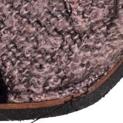 Chanel Pink/Black  Tweed, Cap Toe Ankle Boots Size  39.5