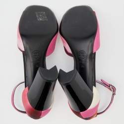 Pre Owned صندل شانيل قماش مطبوع متعدد الألوان حزام للكاحل مقاس 36