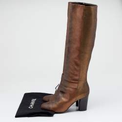 Chanel Multicolor Leather CC Knee Length Boots Size 39.5
